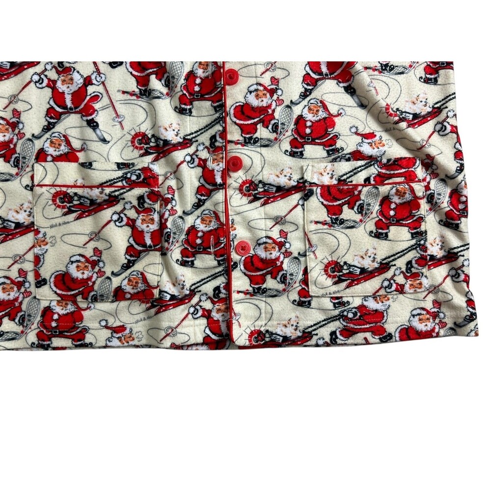 Nick & Nora Sleepwear Unisex Kid 2-pc Vintage Santa Winter Sports Pajama Set L - Picture 10 of 12